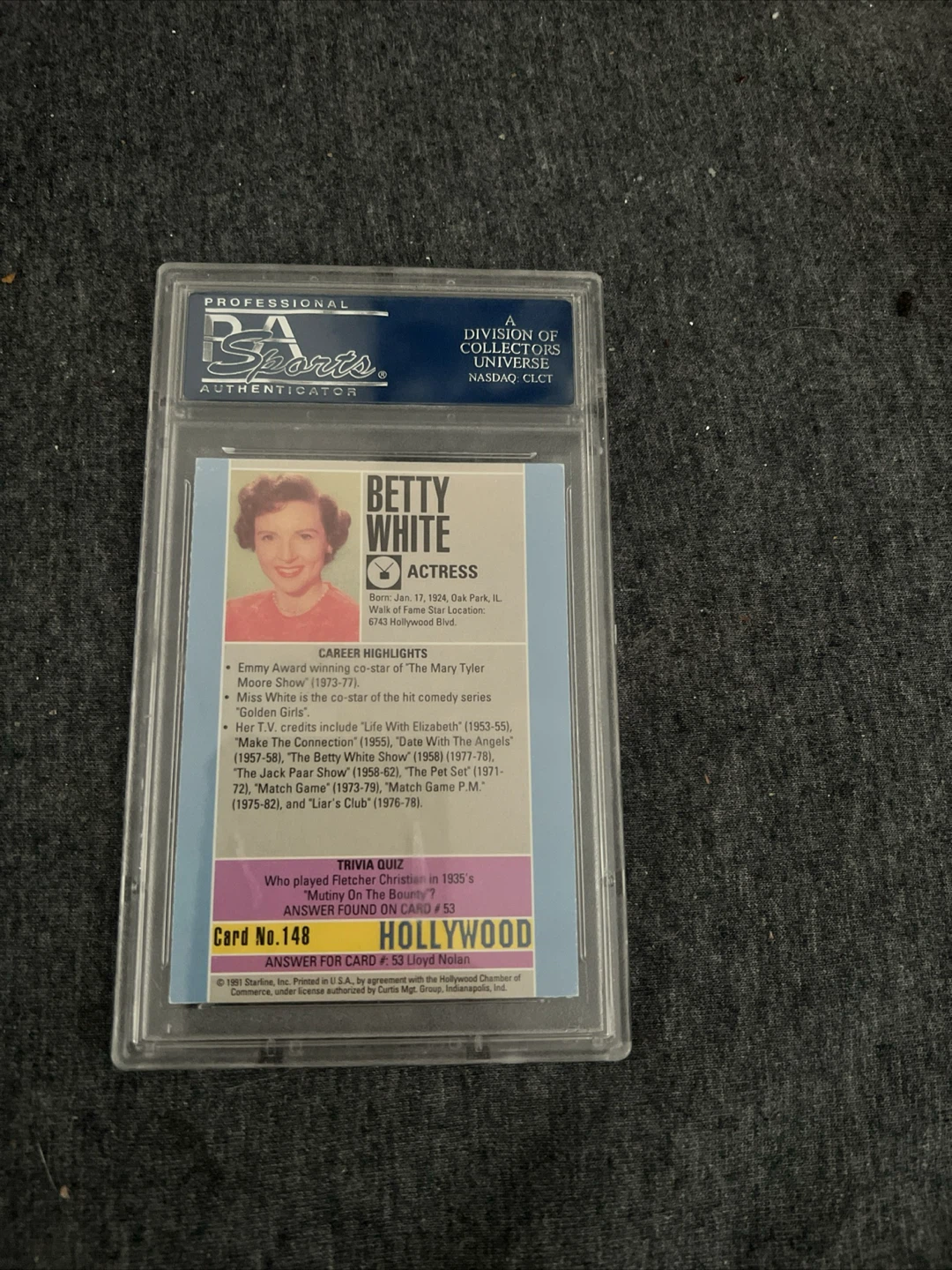 1991 Starline Hollywood Betty White Card #148 PSA/DNA Certified - photo 2
