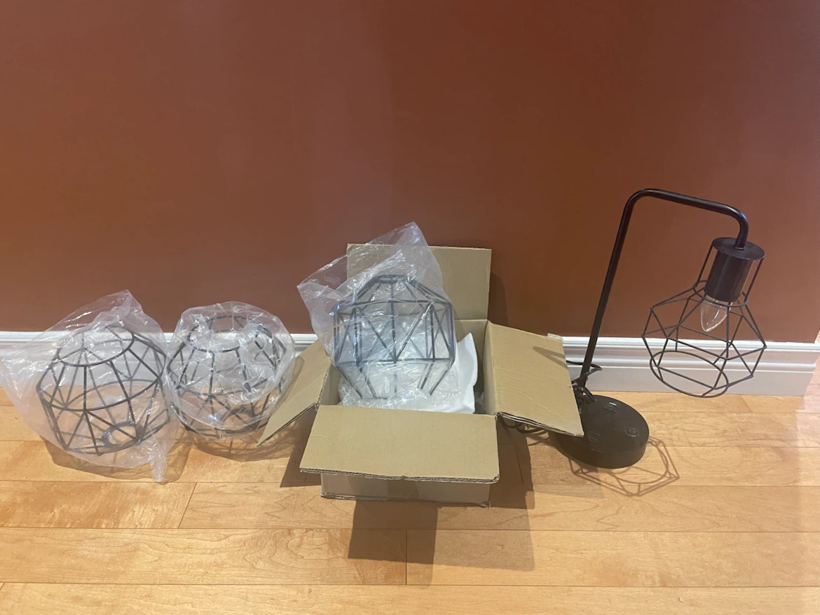 Black Geometric Wire Lampshade Set