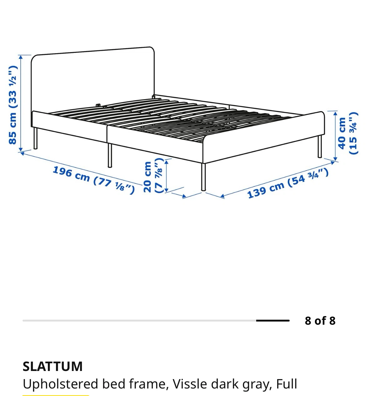IKEA Upholstered Bed Frame - Dark Gray, Full Size - photo 3