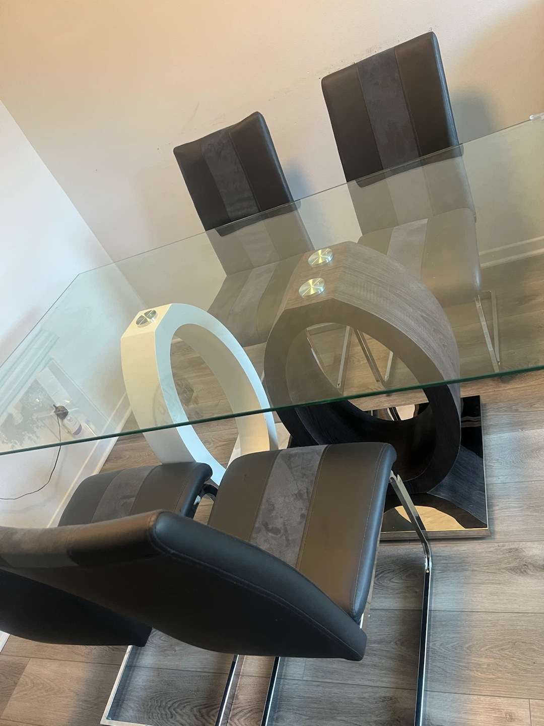 Glass Dining Table with 4 Chairs