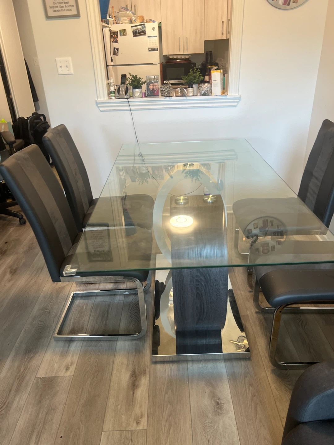 Glass Dining Table with 4 Chairs - photo 2