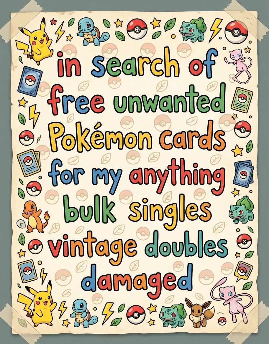 Seeking free Pokémon Cards - Bulk, Singles, Vintage, Damaged