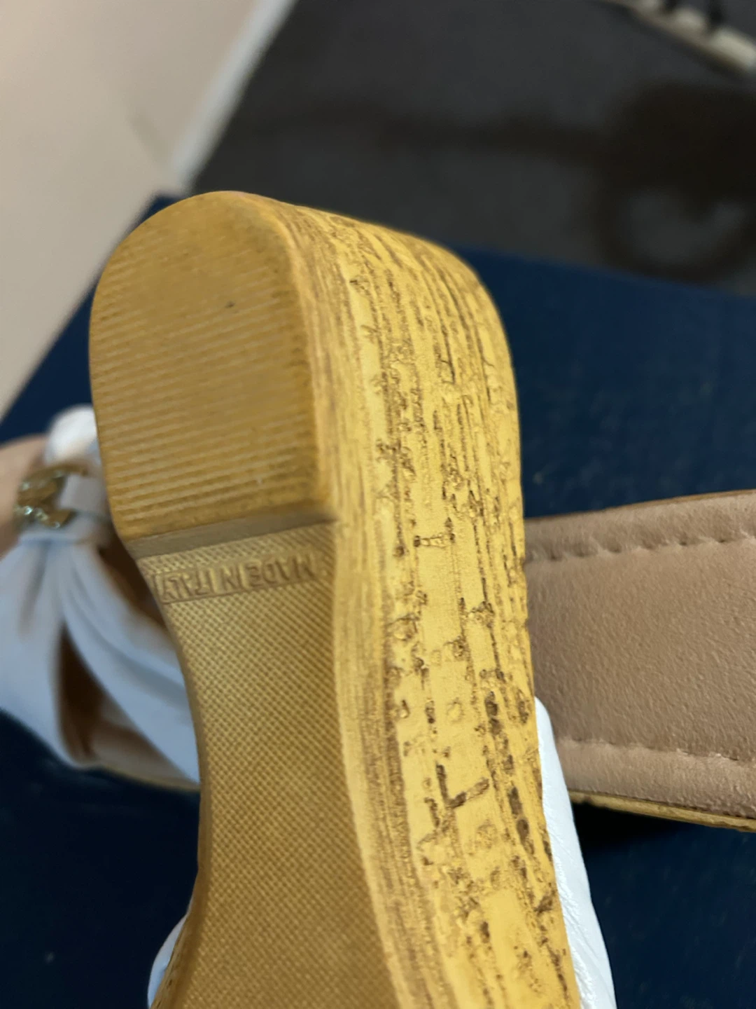 Vintage, Imported, white, wedged sandals - photo 4