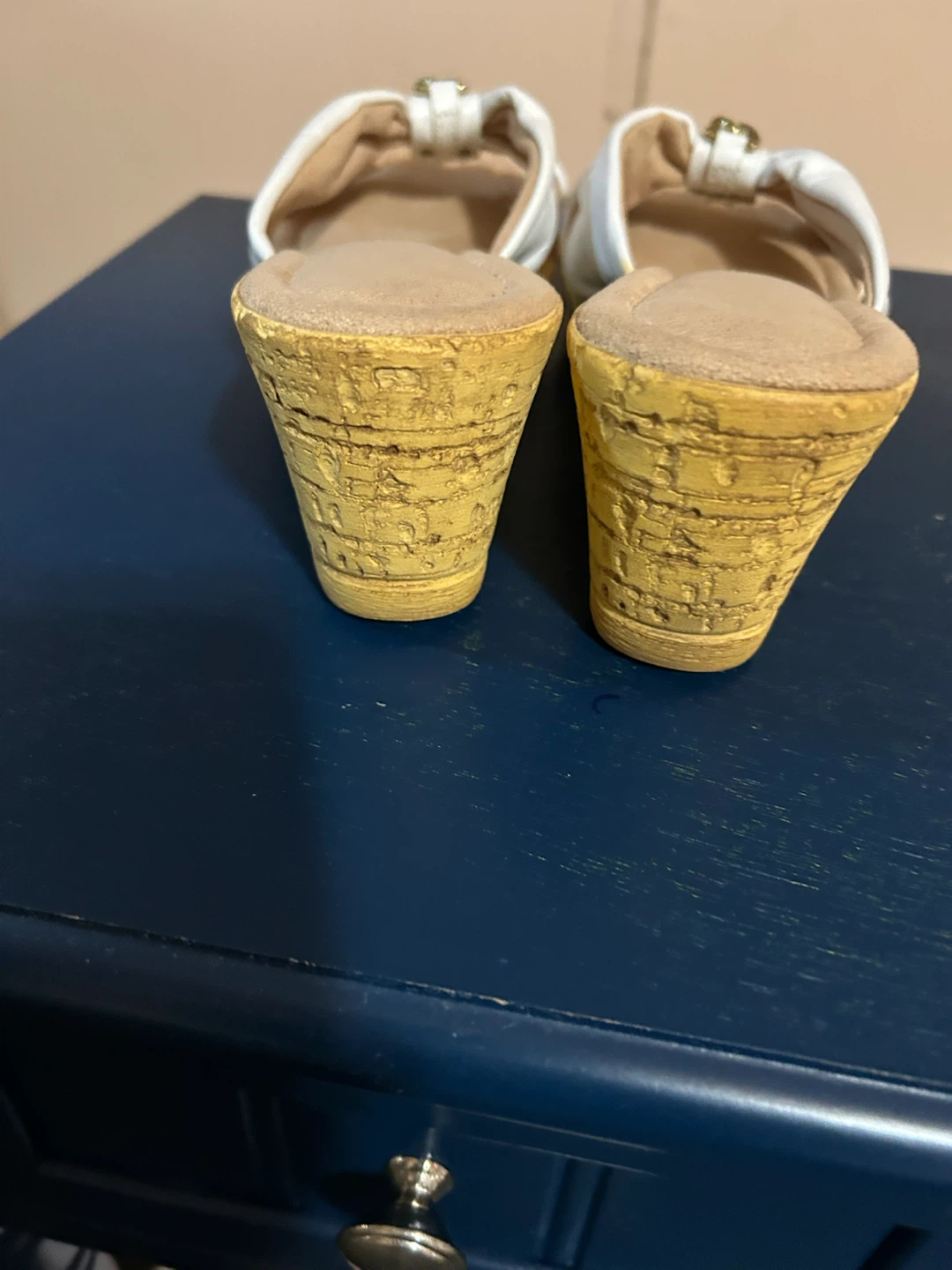 Vintage, Imported, white, wedged sandals - photo 5