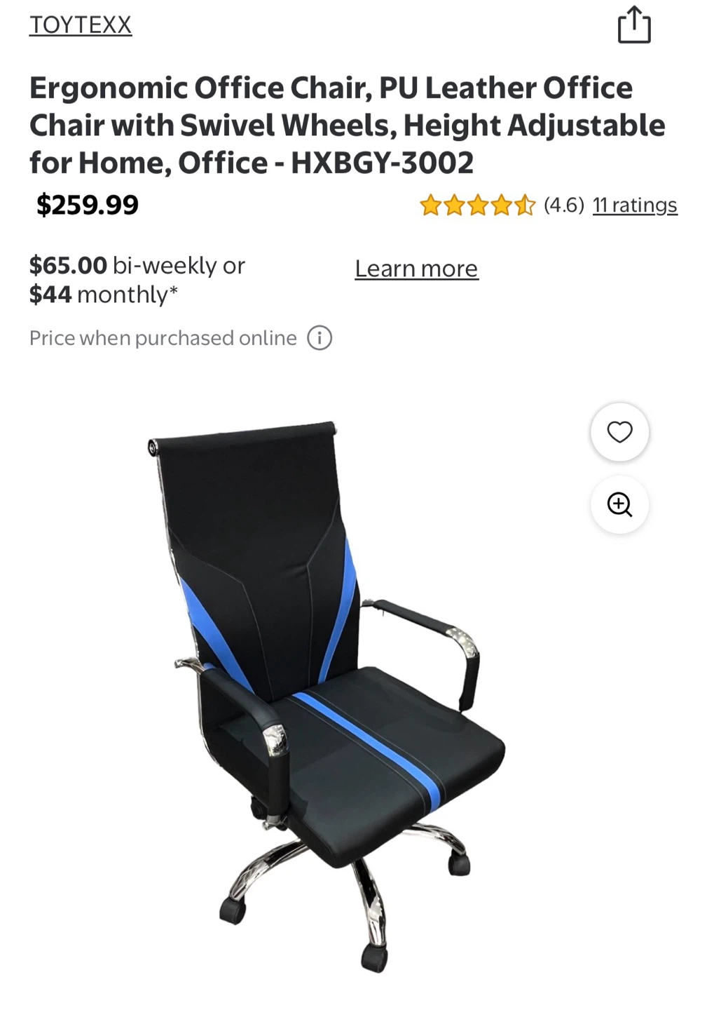 TOYTEXX Ergonomic Office Chair - Black & Blue - photo 3