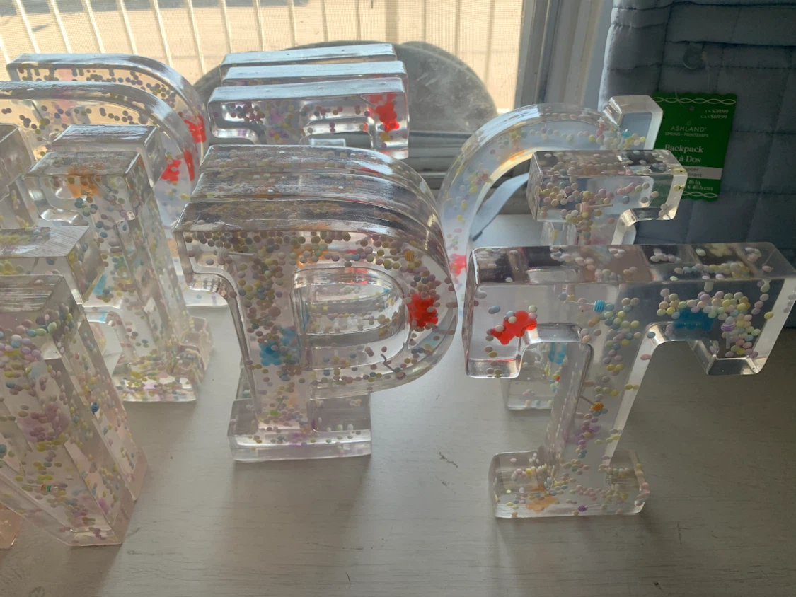 Resin Alphabet Letters with Confetti