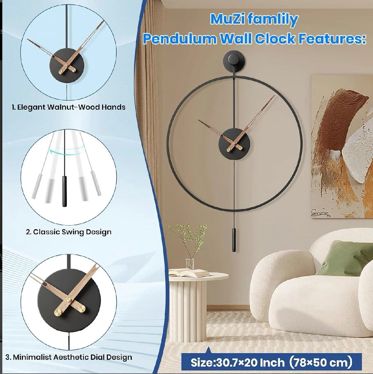 New in Box MuZi famlily Pendulum Wall Clock - photo 2