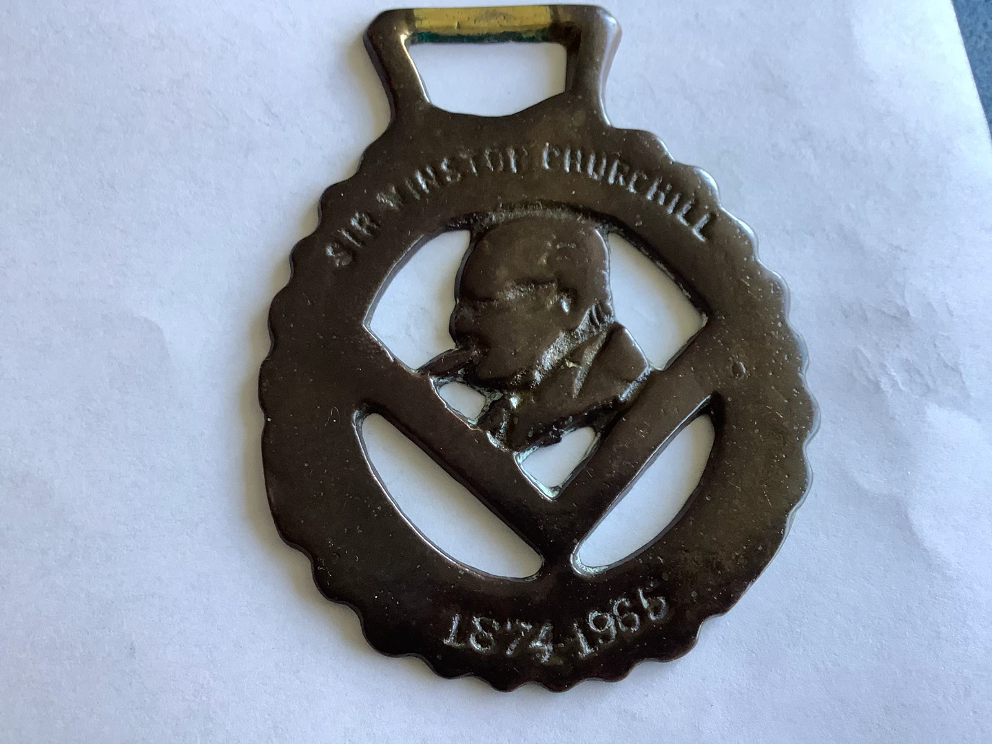 #4 Vt Brass Horse Medallion of Sir Winston Churchill 🐞