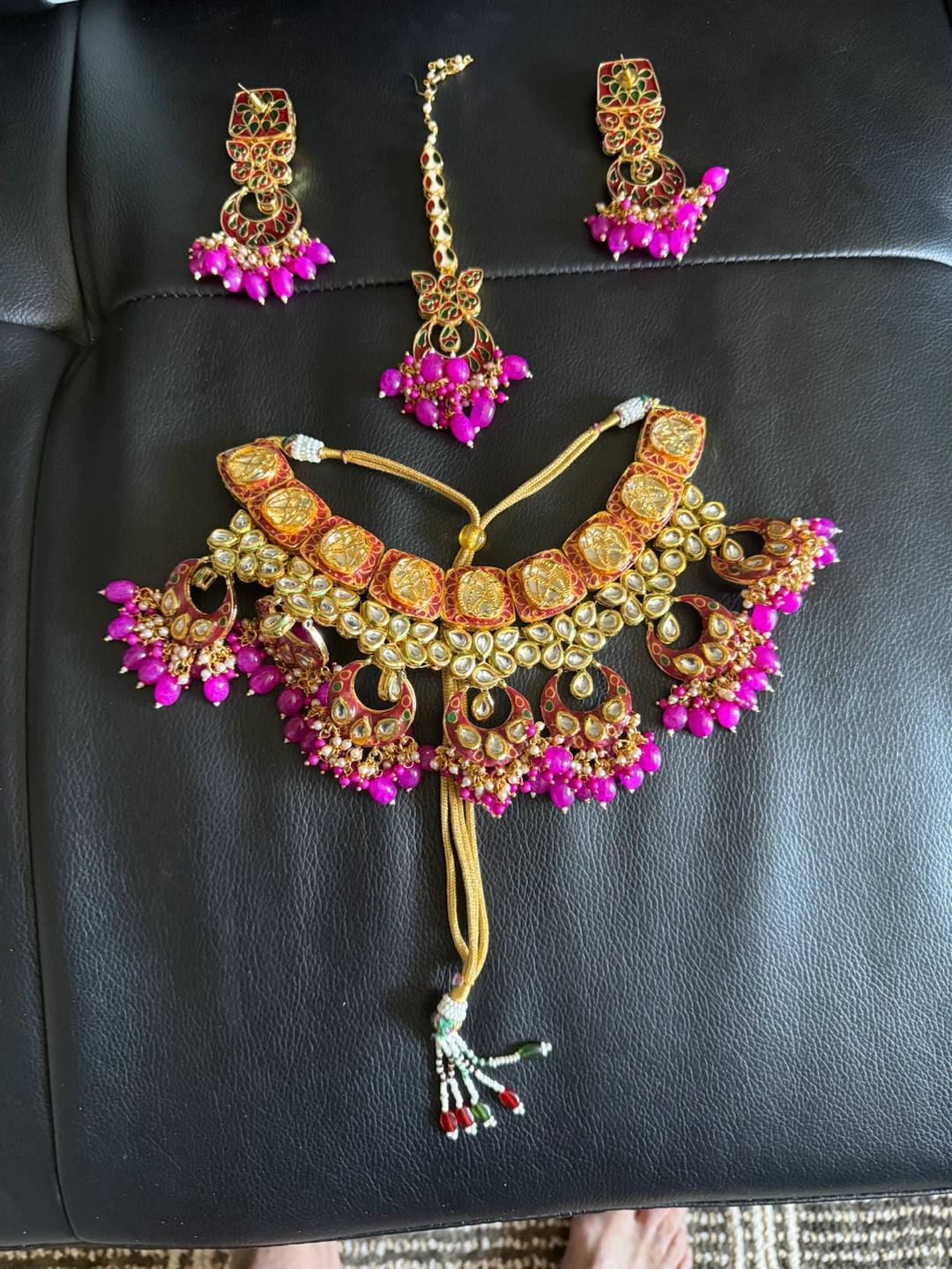 Bridal Jewelry Set – Pink Beads – Full 3‑Piece Set - photo 2
