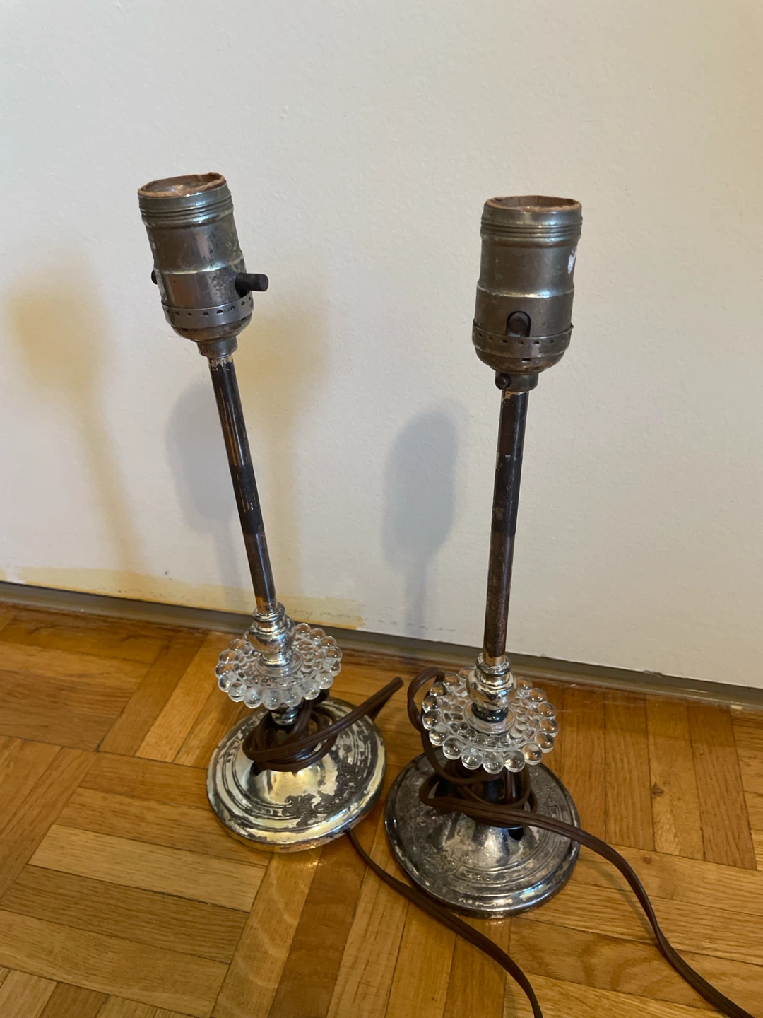 Pair of Vintage Table Lamps with Glass Accents