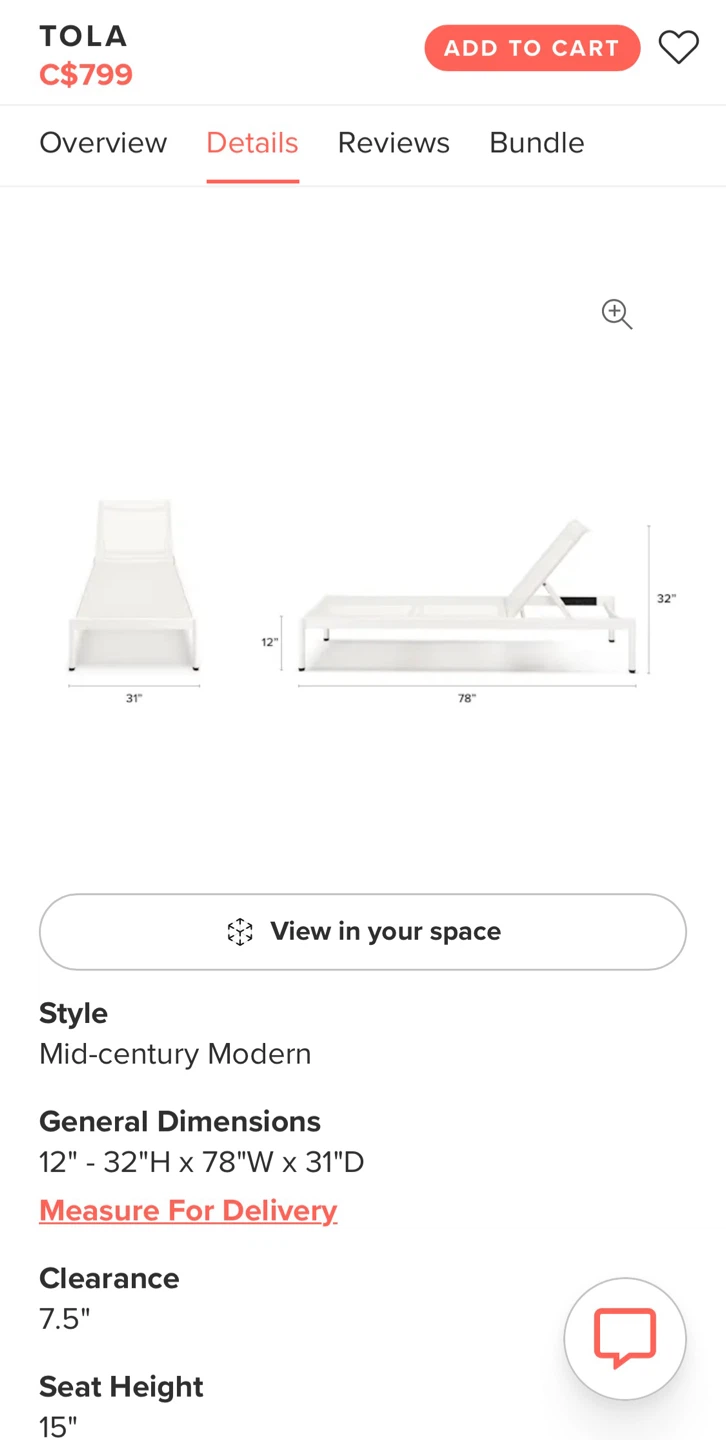 Article White Outdoor Chaise Lounge - photo 3