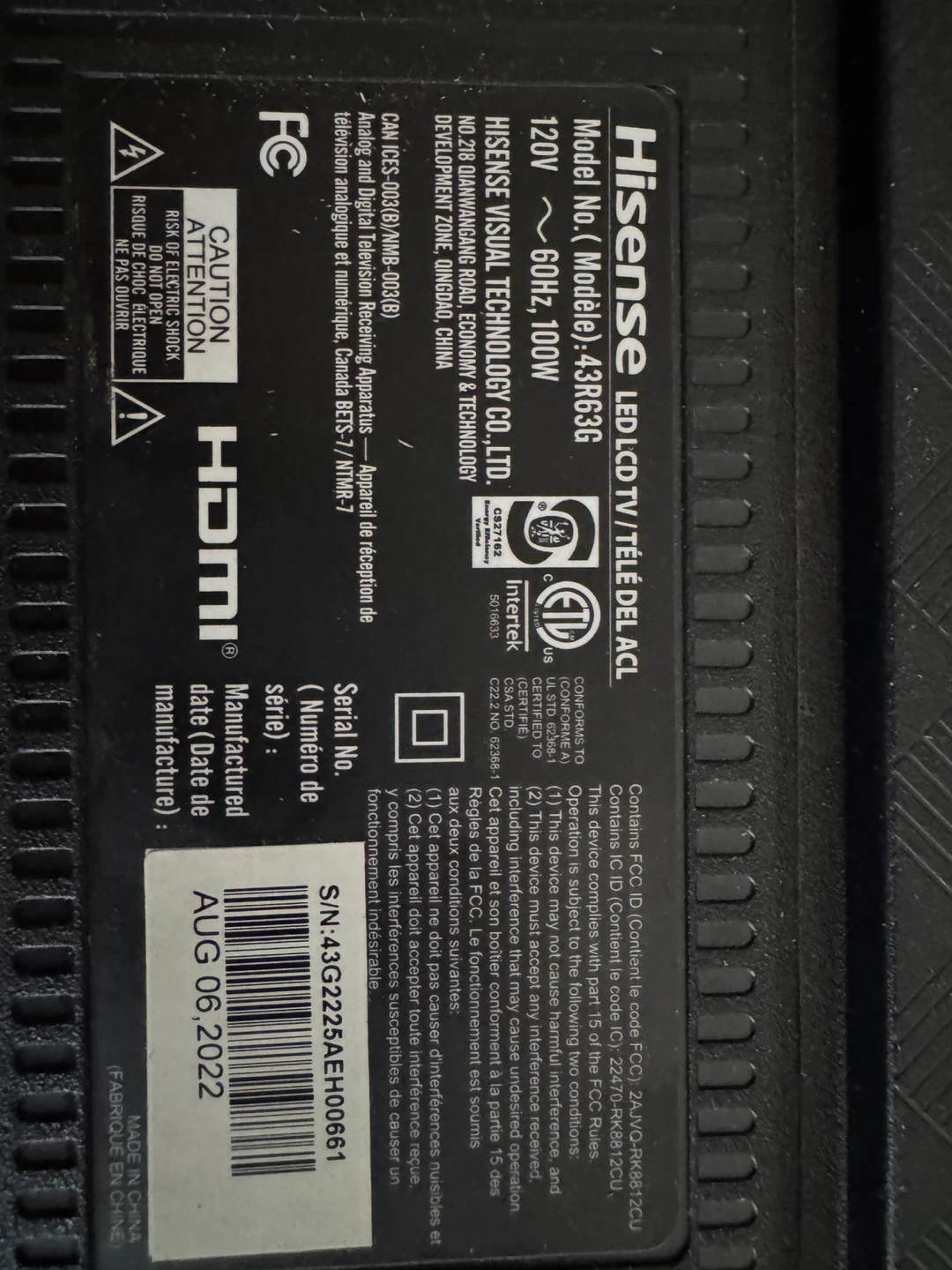 Hisense 43” Smart Roku TV – Model 43R63G - photo 2