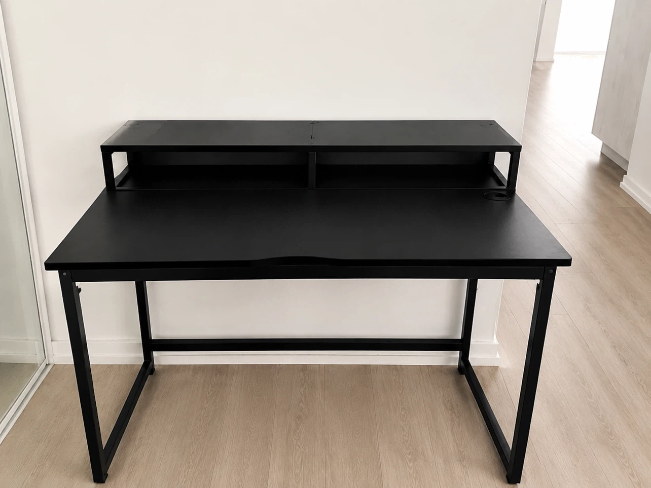 Black Computer Desk with Monitor Stand