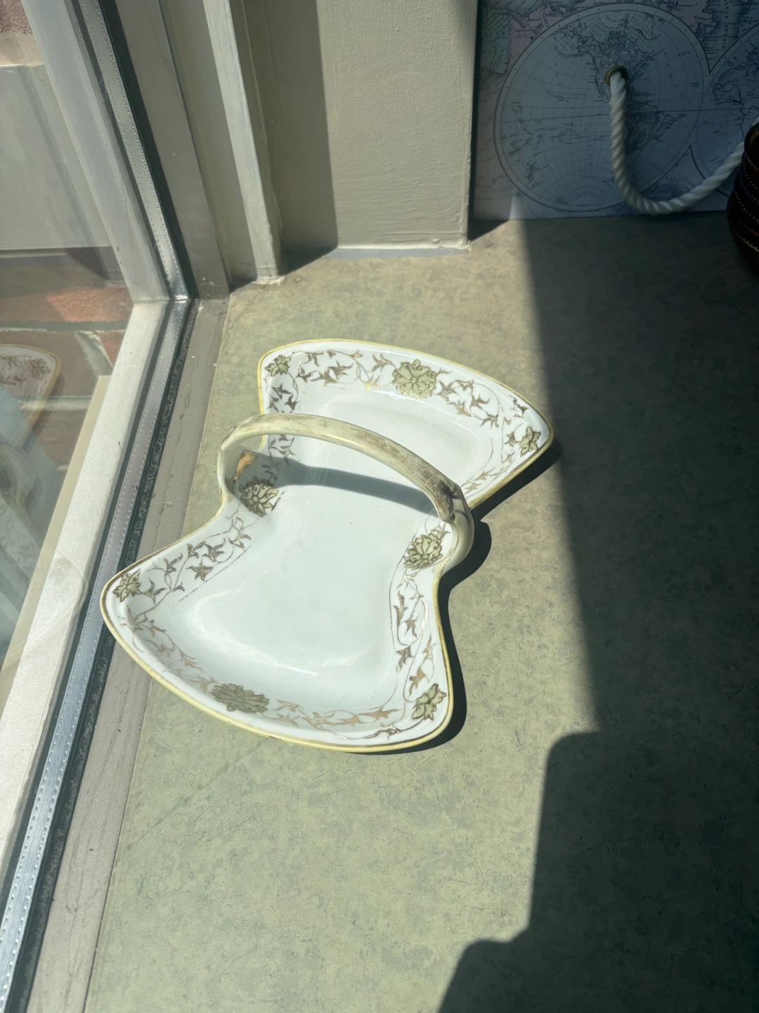 Antique Hand Painted Nippon Ceramic Serving Tray with Handle