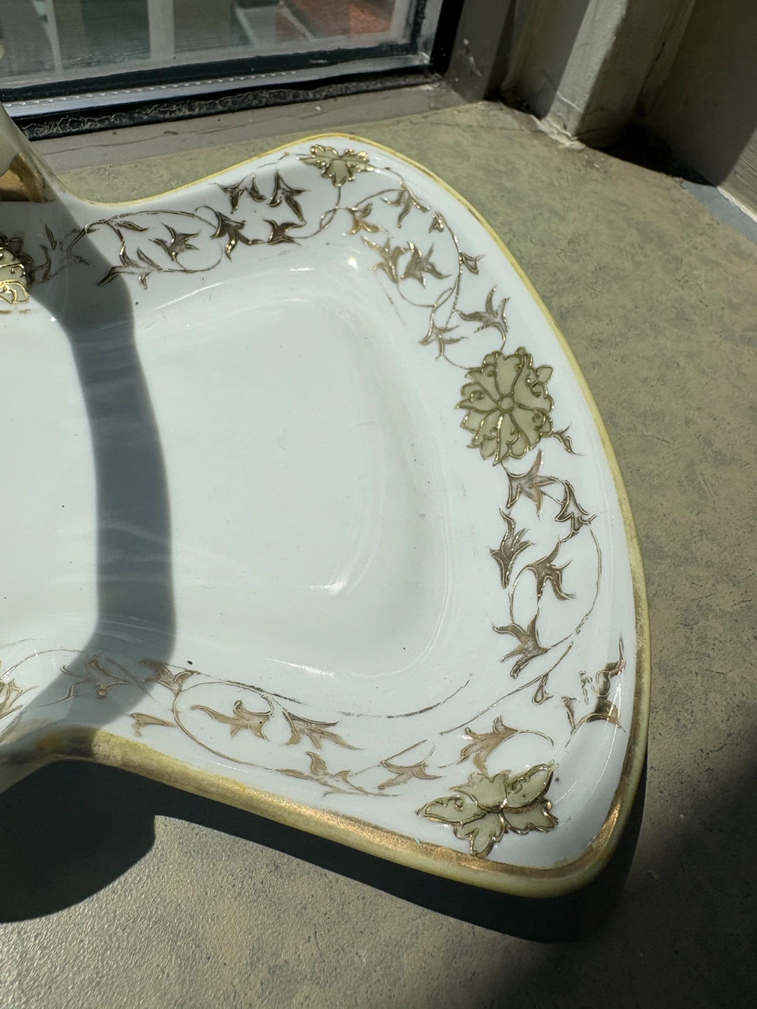 Antique Hand Painted Nippon Ceramic Serving Tray with Handle - photo 2
