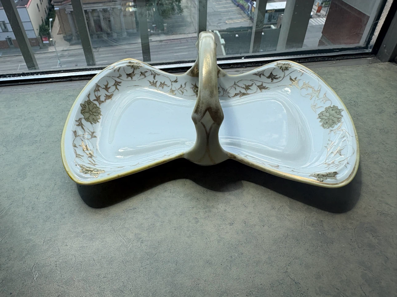 Antique Hand Painted Nippon Ceramic Serving Tray with Handle - photo 4