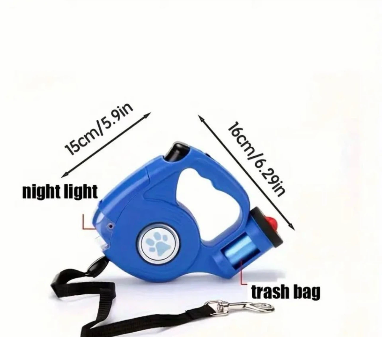 Blue Retractable Dog Leash with Flashlight - photo 3