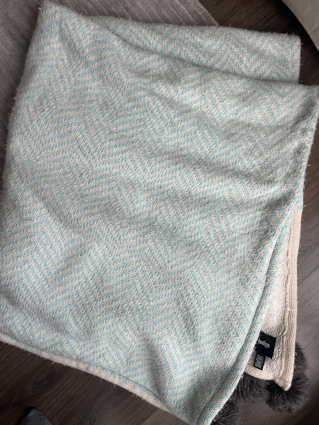 Indigo Blanket with Pom Poms - photo 3