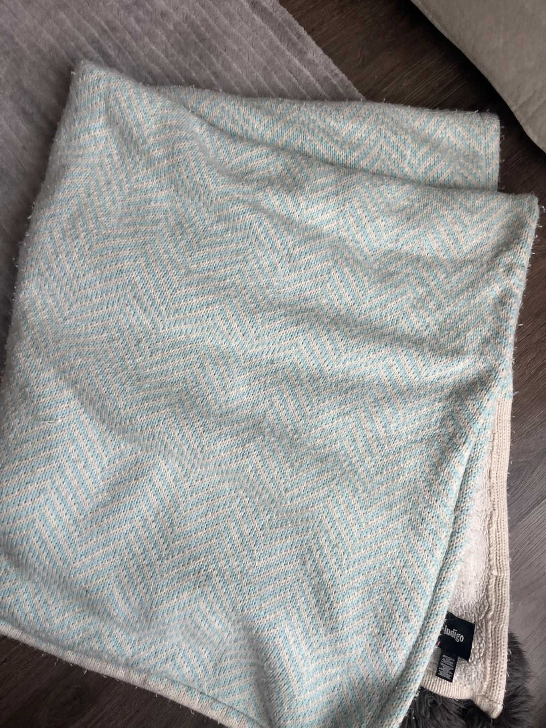 Indigo Blanket with Pom Poms - photo 4