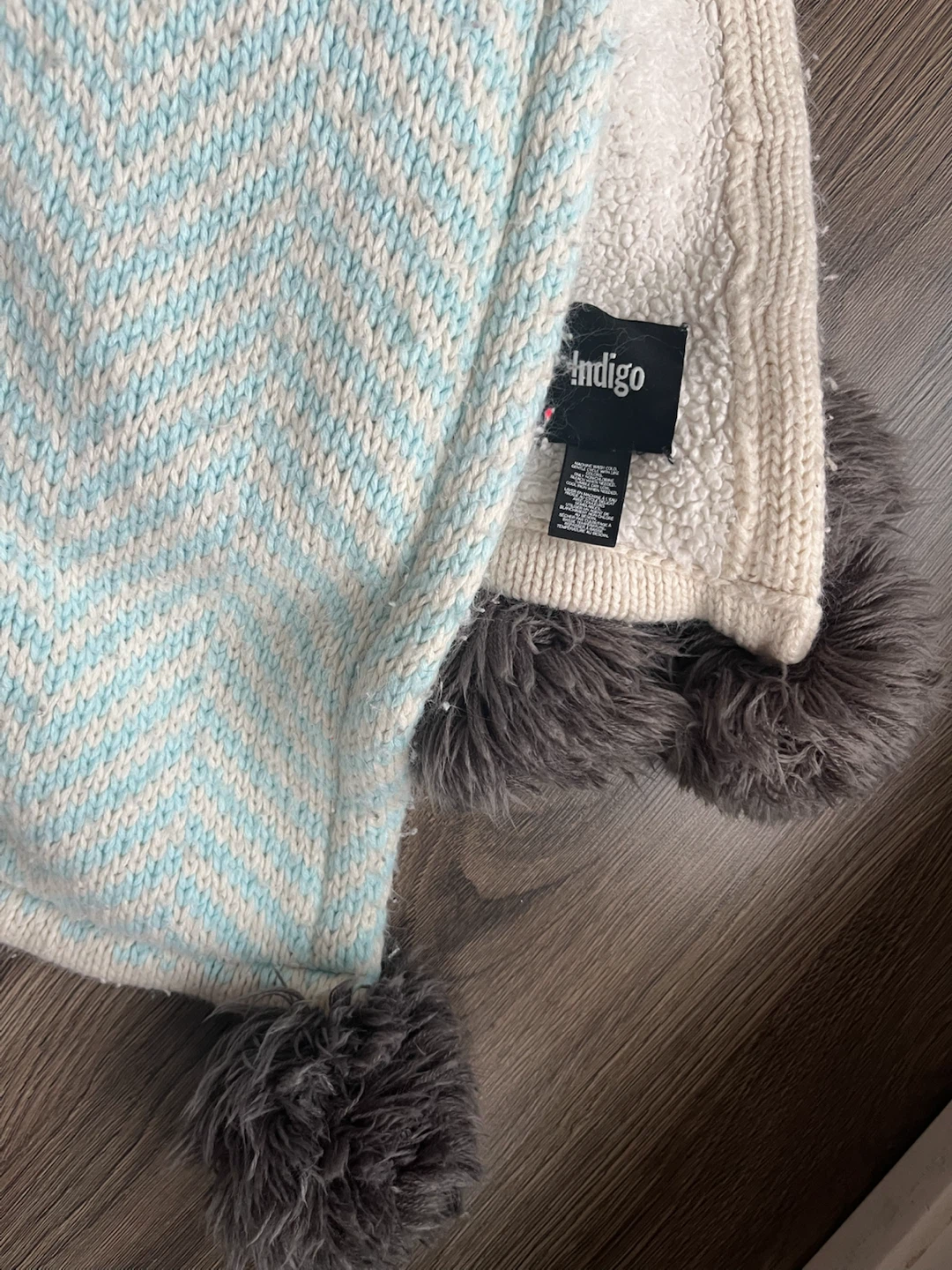 Indigo Blanket with Pom Poms - photo 5