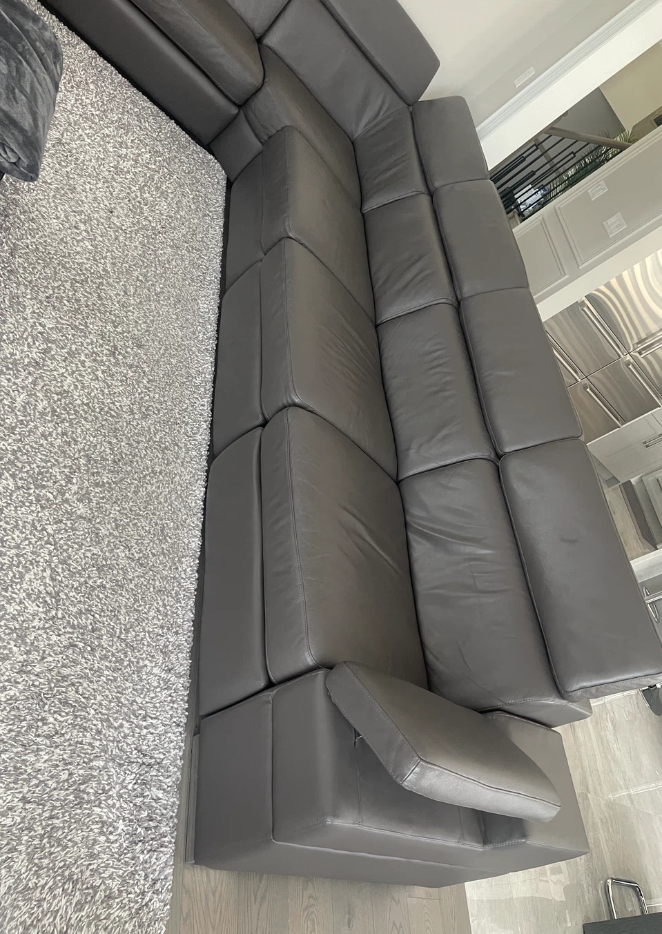 Modern  Palliser Grey Leather Sectional Sofa with Recliners - photo 4