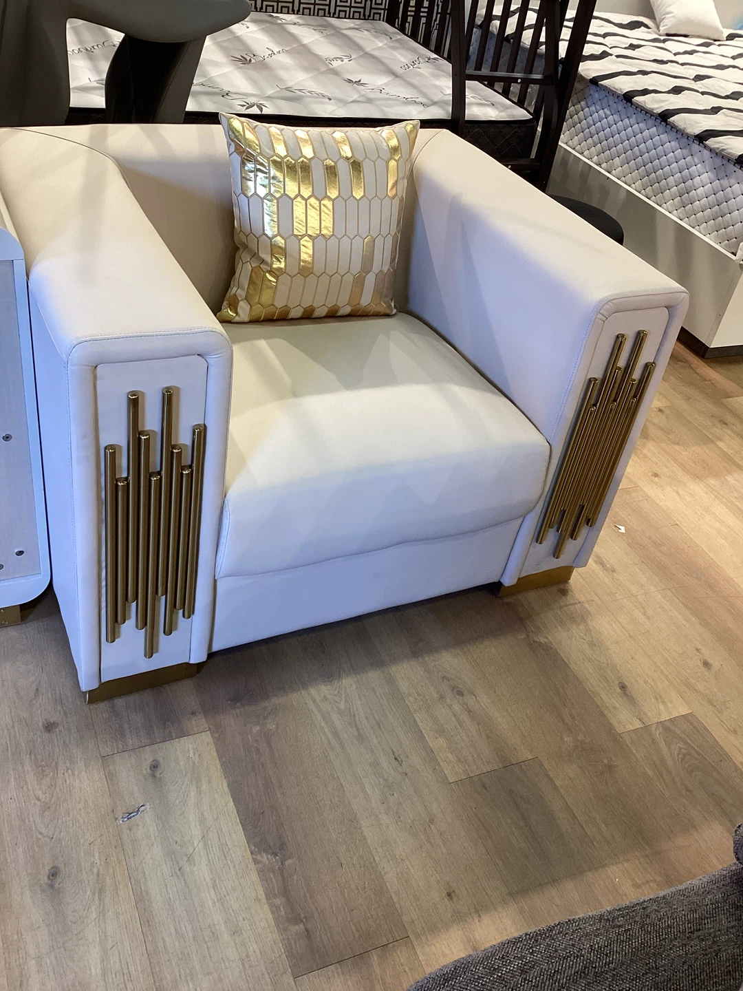 Modern Armchair with Gold Accents