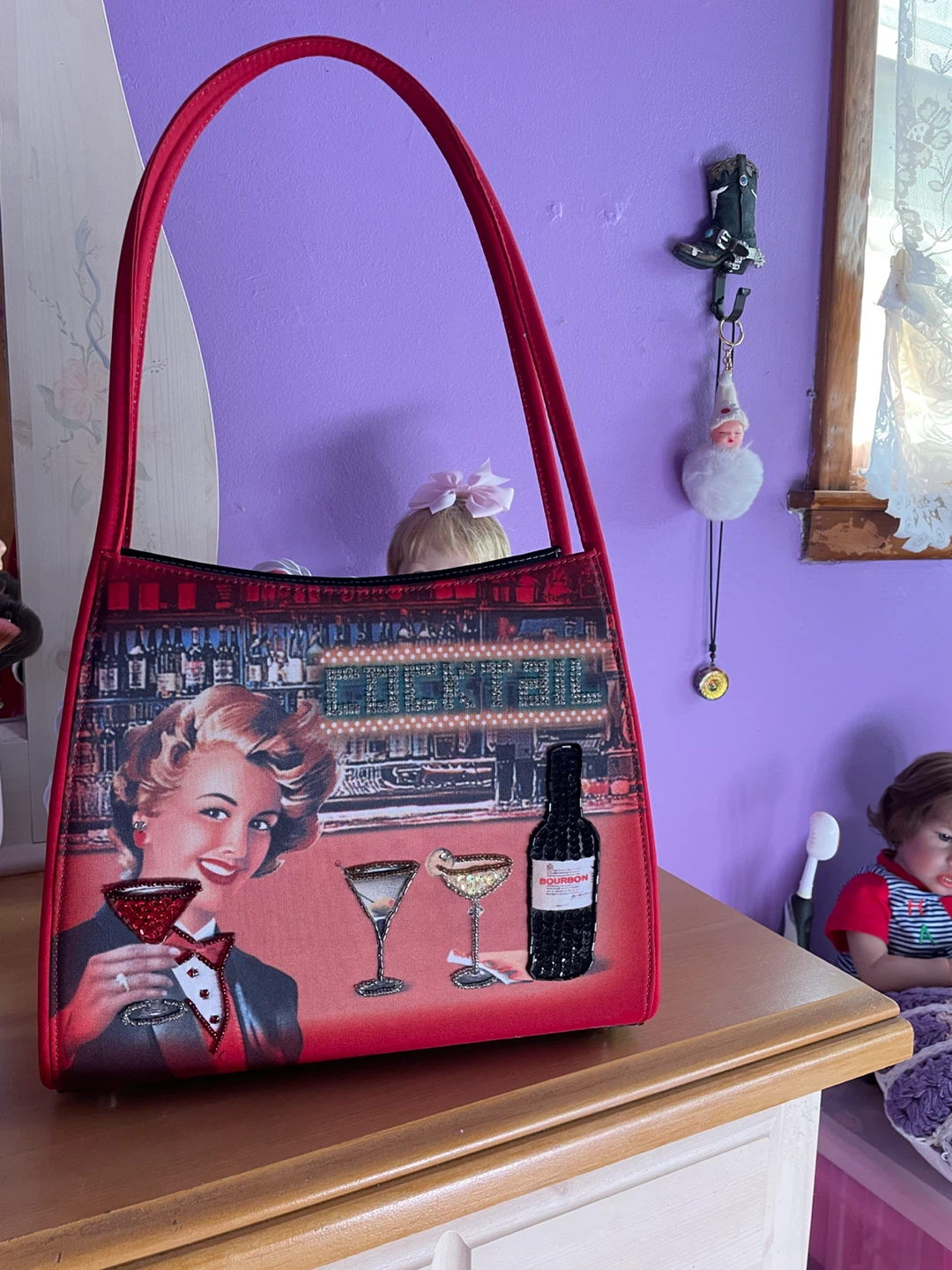 Retro Bar Scene Shoulder Bag