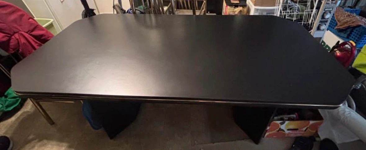 Wood table with gold rim