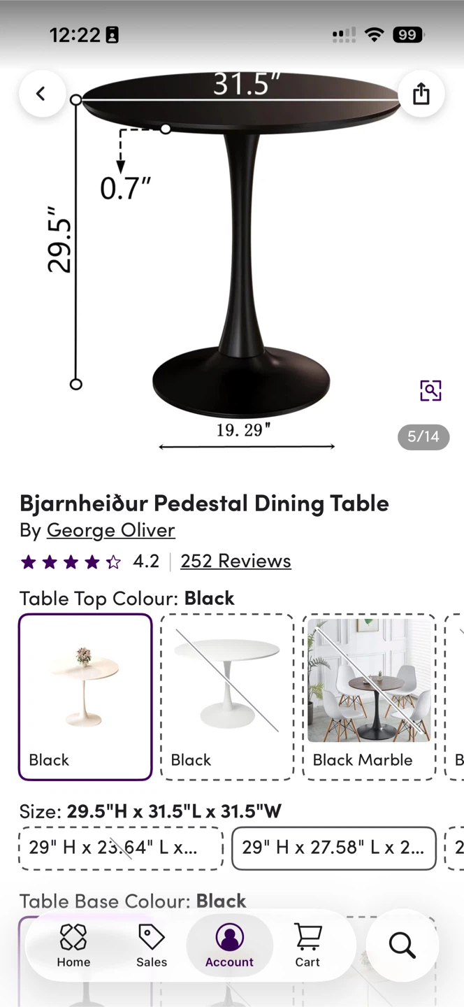 George Oliver Bjarnheiður Pedestal Dining Table - Black - photo 2
