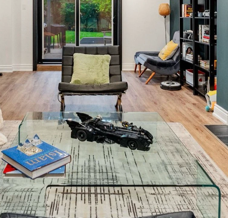 Clear glass waterfall style coffee table