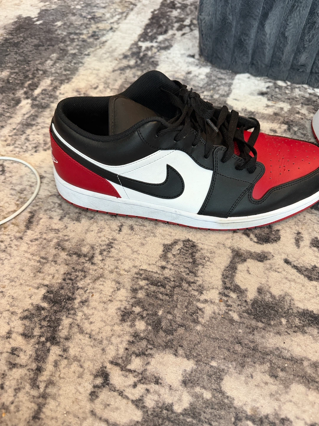 Air Jordan 1 Low Black Red White Sneakers - photo 2