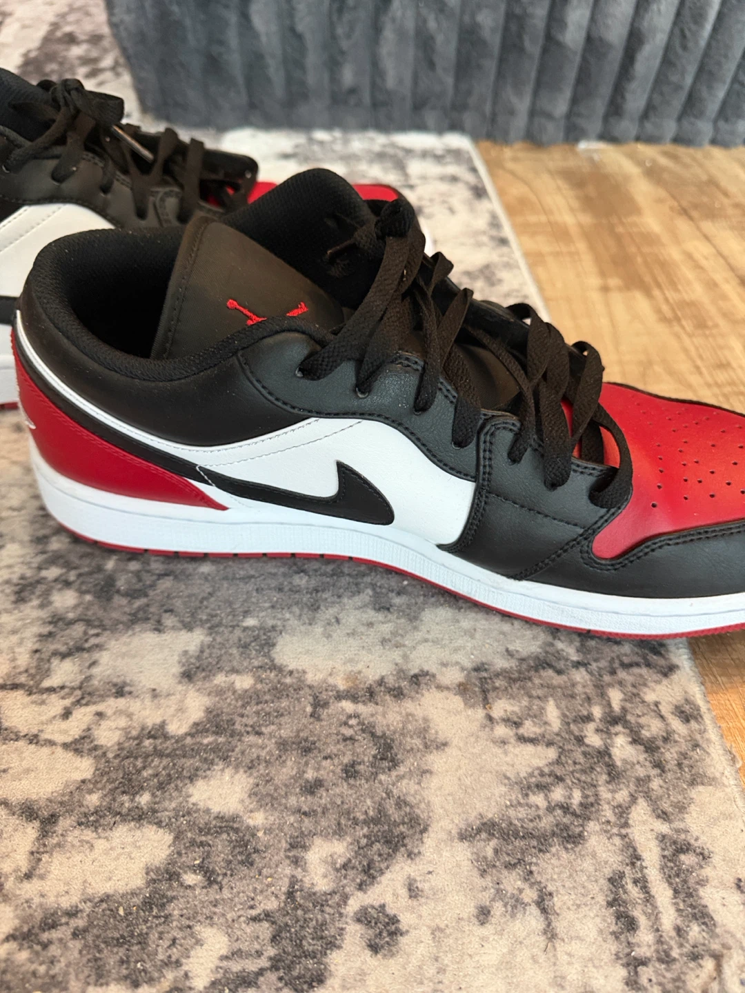 Air Jordan 1 Low Black Red White Sneakers - photo 3