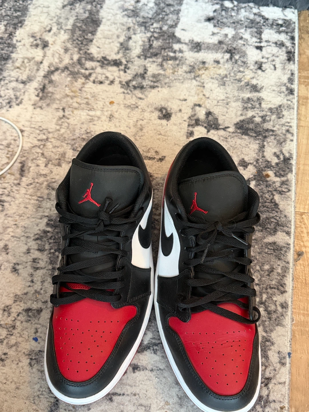 Air Jordan 1 Low Black Red White Sneakers - photo 4