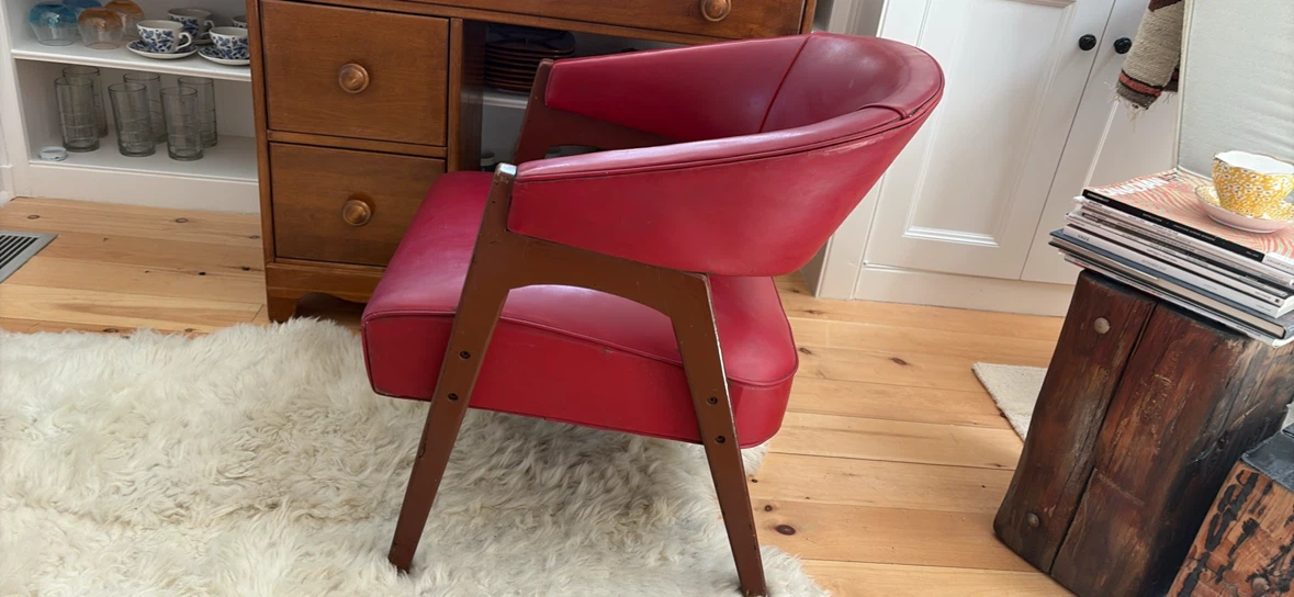 Red Mid-Century Modern Accent Chair - photo 4