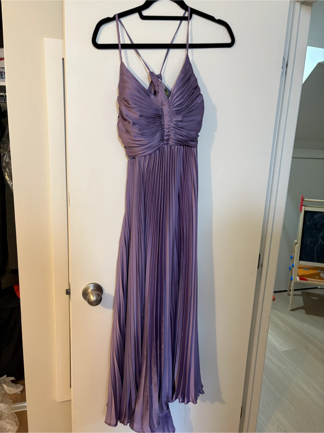 Purple Pleated Midi Dress