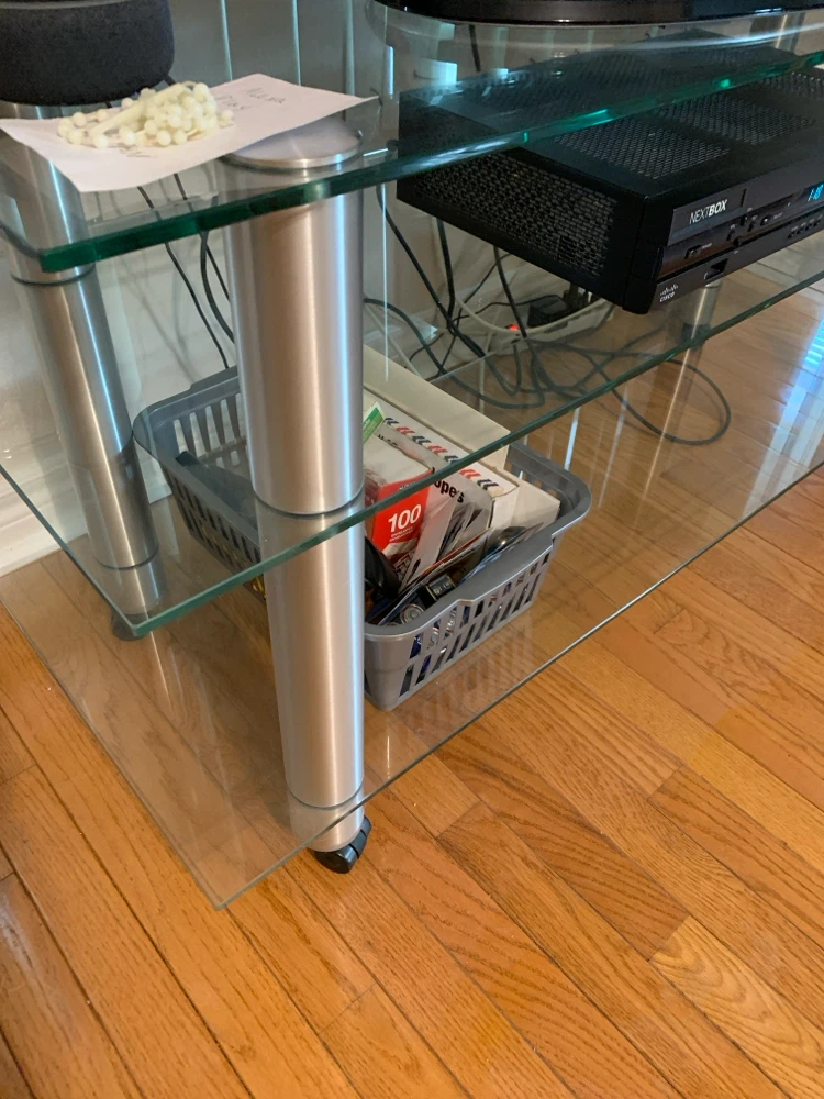 Glass and Metal TV Stand - photo 2
