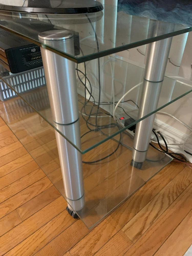 Glass and Metal TV Stand - photo 3