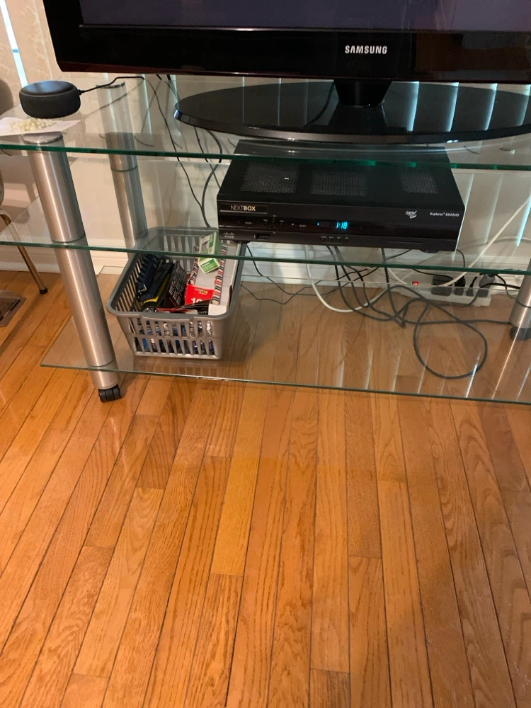 Glass and Metal TV Stand - photo 4