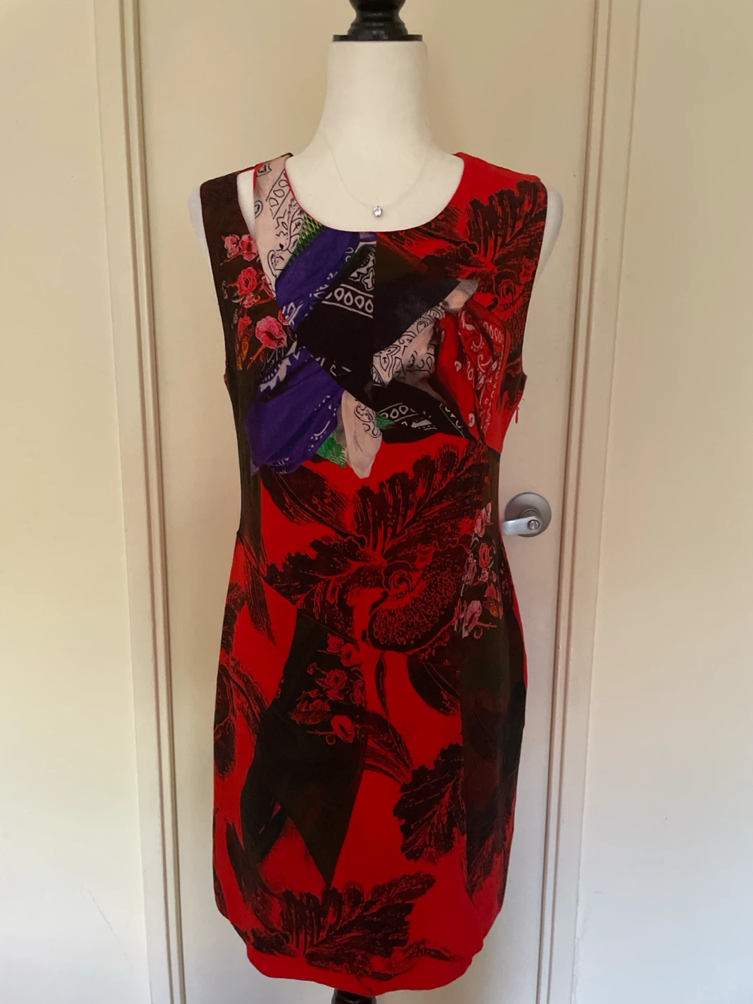 Desigual Sleeveless Red Floral Print Dress