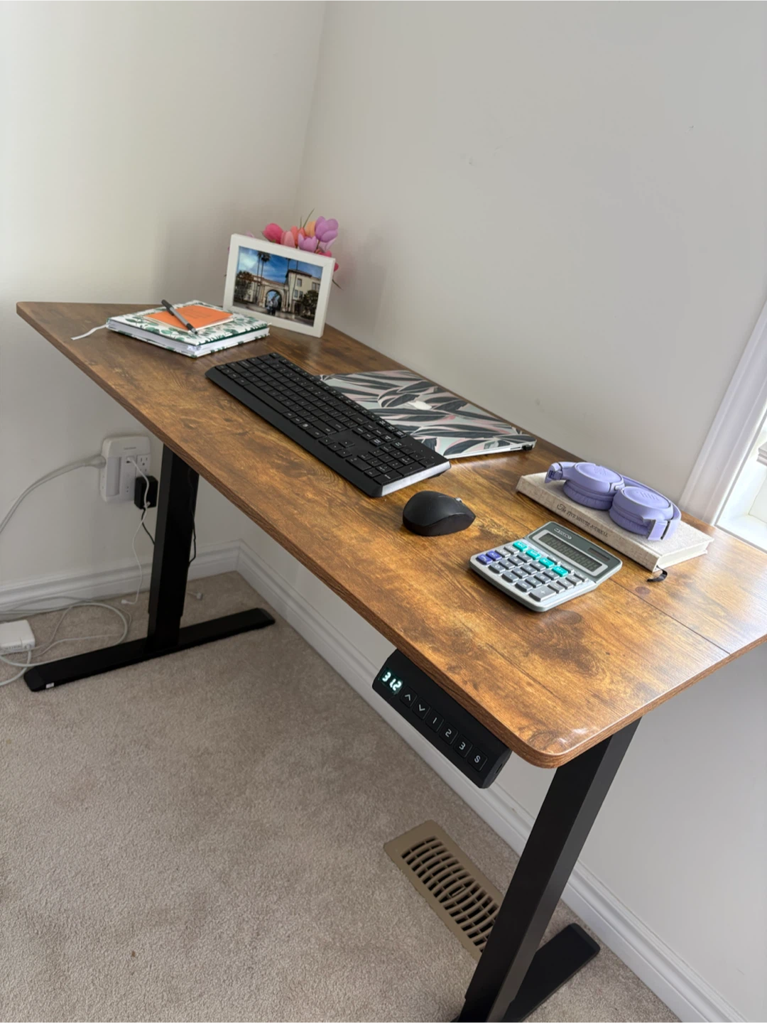 Adjustable Standing Desk with Rustic Wood Finish - photo 3