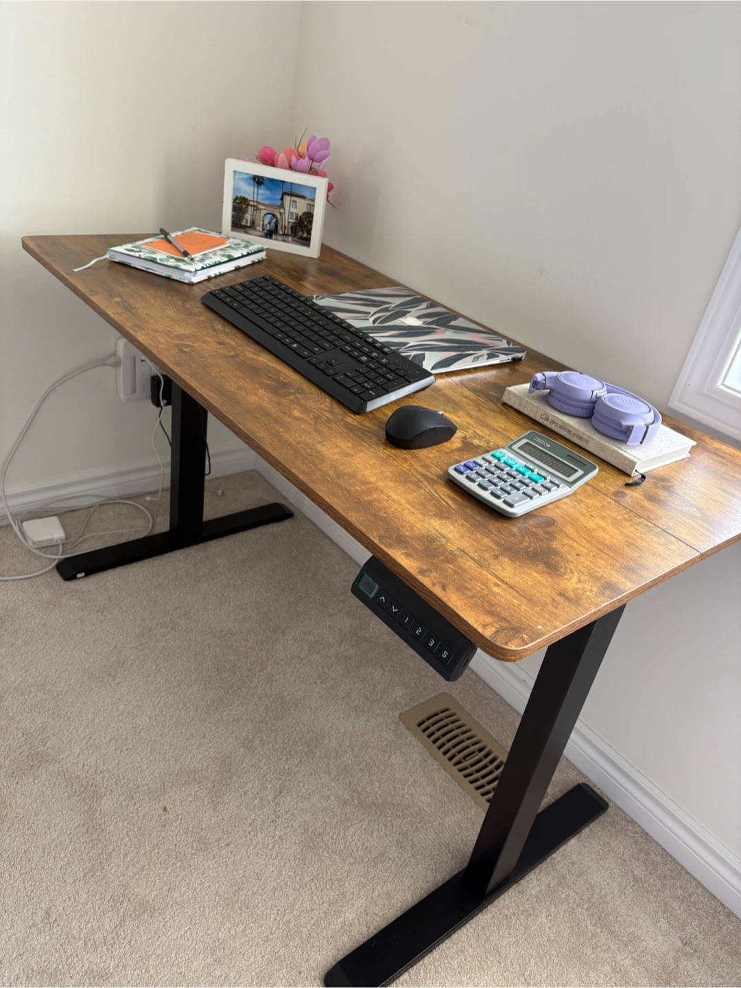 Adjustable Standing Desk with Rustic Wood Finish - photo 5