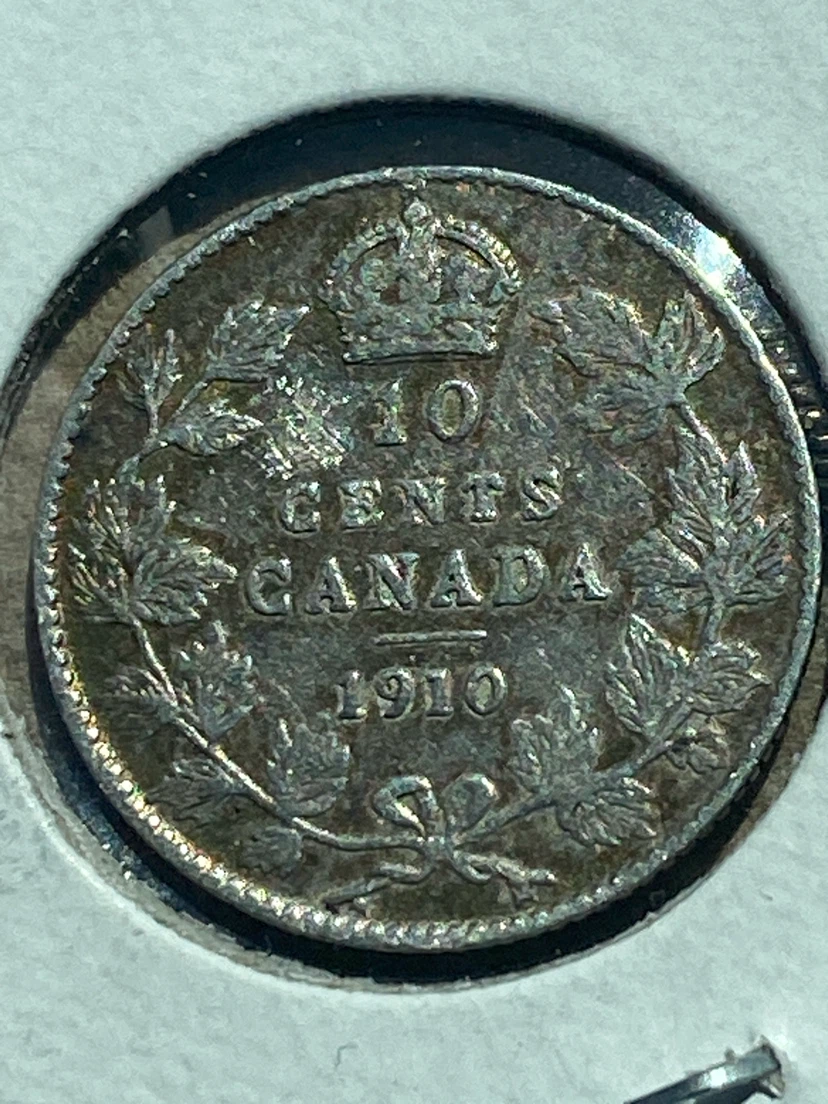 1910 Canadian 10 Cents Silver Coin - photo 2