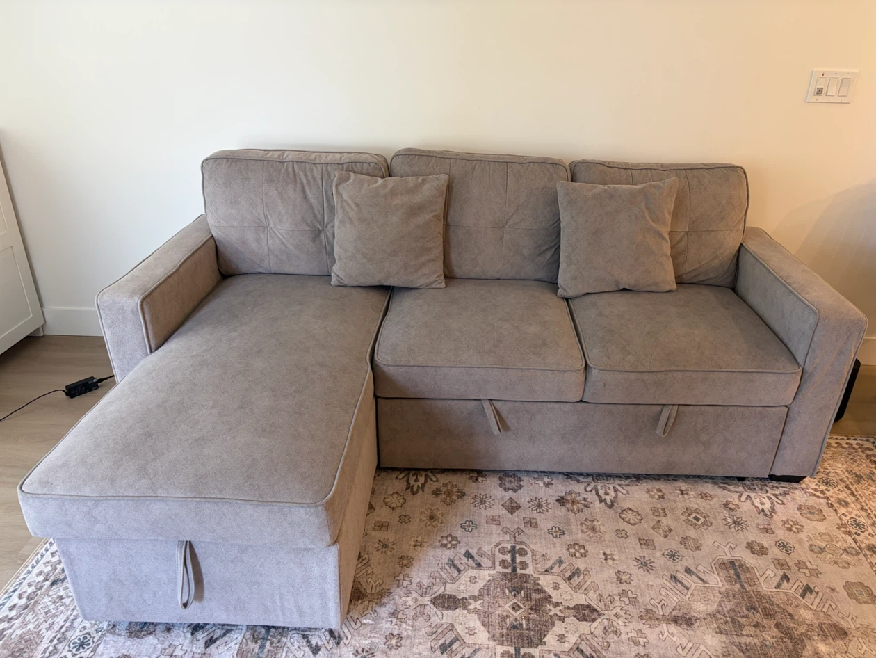 Grey Sectional Sofa Bed with Storage