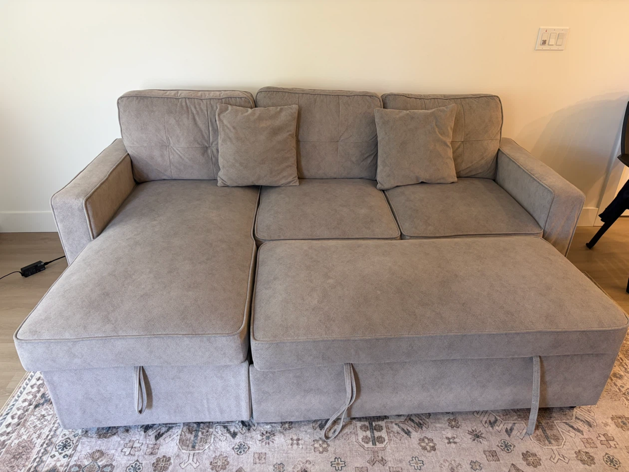 Grey Sectional Sofa Bed with Storage - photo 2