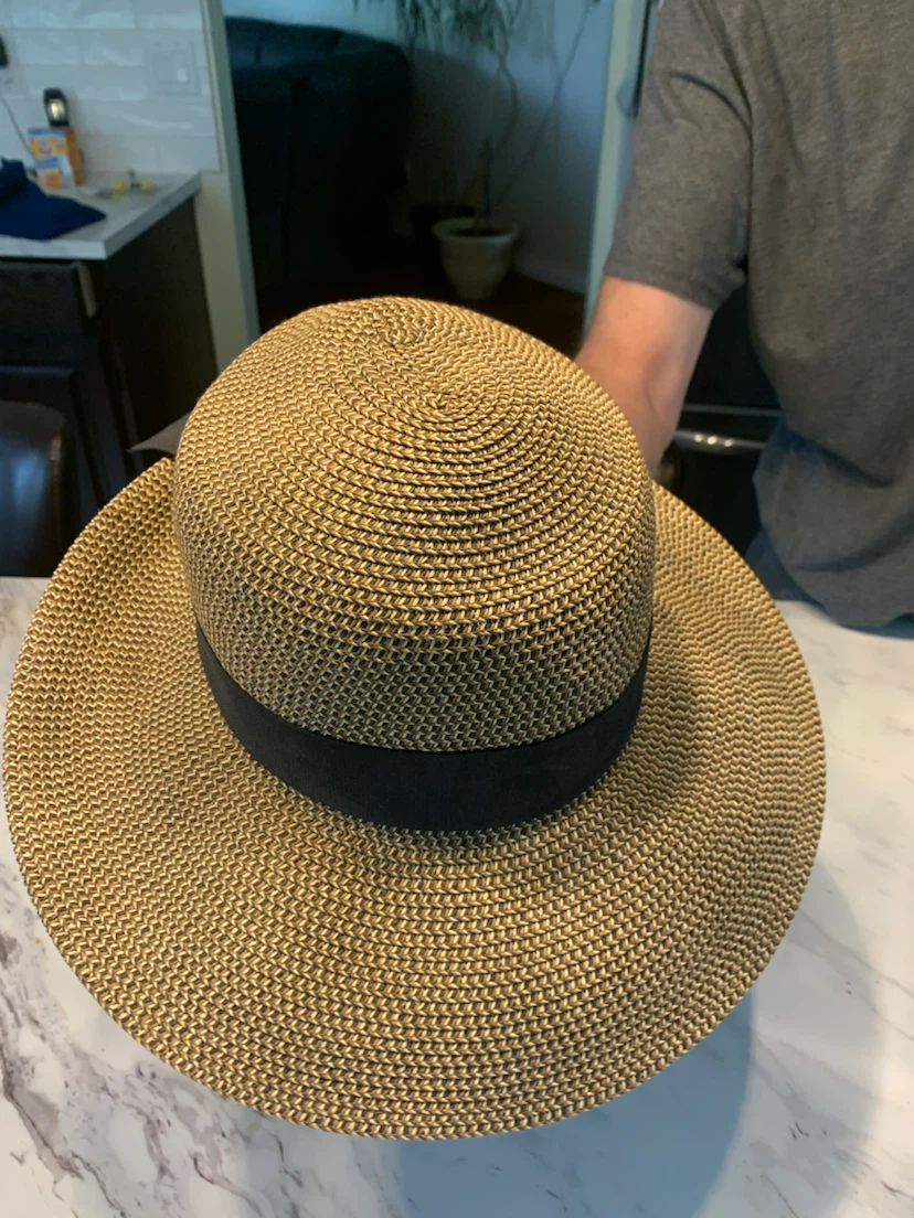 Straw Sun Hat with Black Ribbon - photo 2