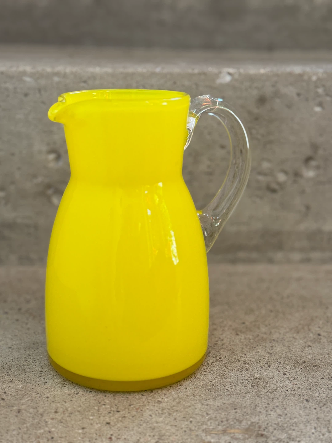 Yellow Italian Handblown Cased Glass Jug