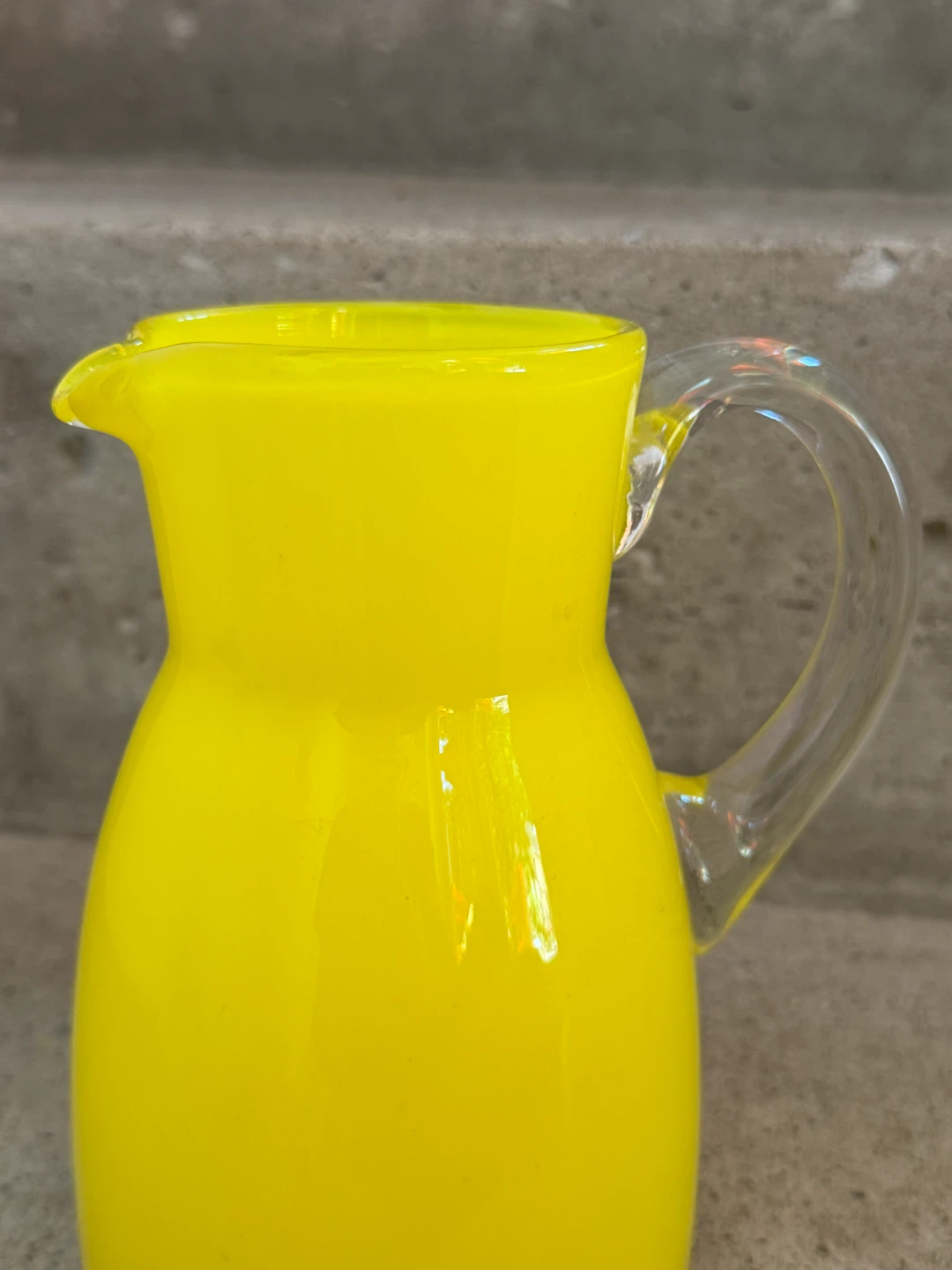 Yellow Italian Handblown Cased Glass Jug - photo 3