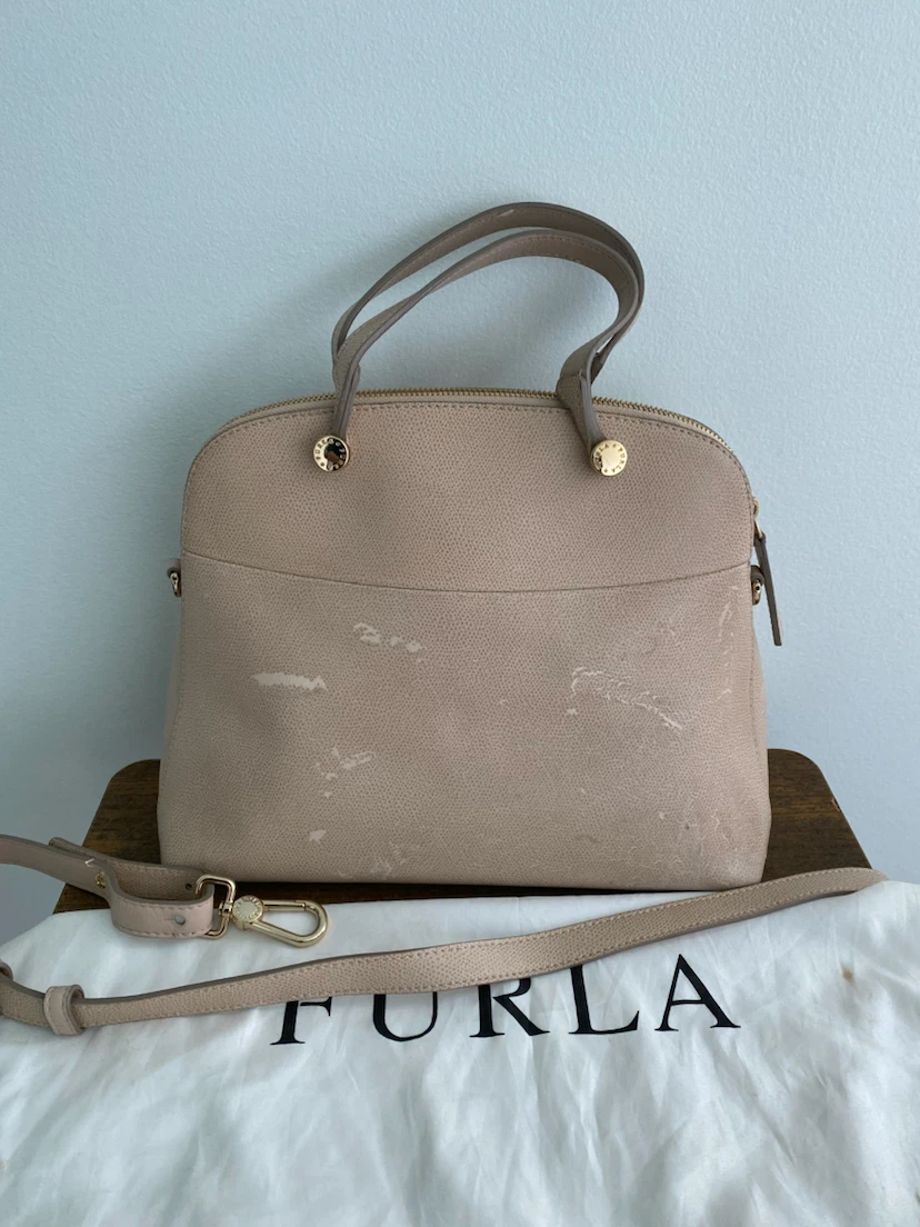 Furla Beige Leather Top Handle Bag