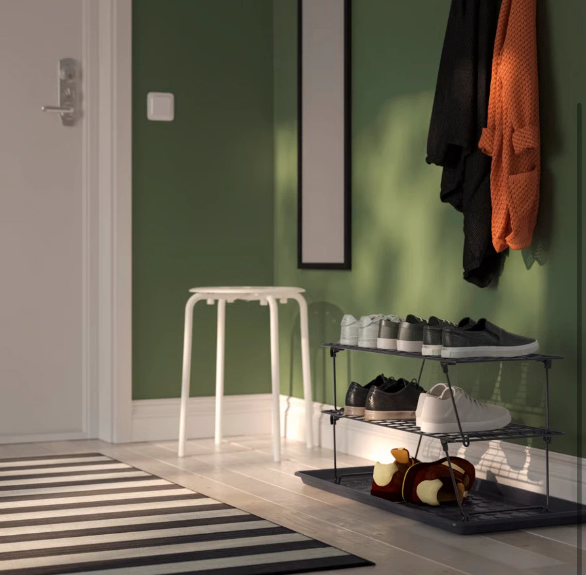 3-Tier Black Wire Shoe Rack with Tray - photo 2
