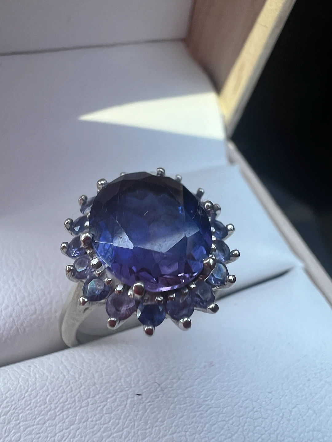 10 k Oval tanzanite Ring with Halo